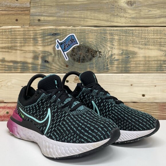 Nike React Infinity Run FK3 Athletic Running Sneakers Women’s Sz 8 Teal & Black - Picture 1 of 12